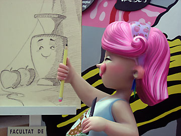 chica pintando un bodegón