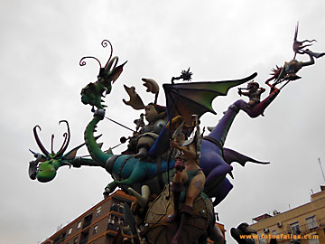 dragon with warriors